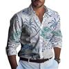 famesale Camicia Uomo Maniche Lunghe Stampa Floreale Tropicale Vintage Sfondo Nero Pittura Olio Botanica Casual Vacanze Spiaggia Festa