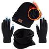 TMEOG Cappelli Invernali Cappello Sciarpa Guanti Invernale Set Uomo Donna Scaldacollo Invernale Touch Screen Guanti Caldo Coordinati invernali 3 Pezzi