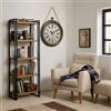 Dmora - Libreria Sol, Scaffale da ufficio, Mobile portalibri, Biblioteca, 60x35h180 cm, Quercia e Nero