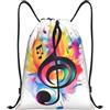 asbwuo Zaino con coulisse con note musicali, leggero e adatto per fitness, sport, con spallacci