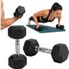 Relaxdays Set di 2 Manubri Esagonali, Ghisa, 8 kg, Rivestiti in Gomma, Neri | Antiscivolo, Fitness Casa