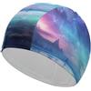 Anceky Cuffia da nuoto con motivo floreale blu e bianco per donne e uomini, cuffie da bagno impermeabili, mantengono i capelli asciutti, elastiche, cuffie da nuoto per adulti, comode cuffie da nuoto per cape