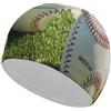 Anceky Cuffia da bagno con sfondo verde da campo da baseball, cuffie da nuoto ad alta elasticità, adatte sia per capelli lunghi che corti, comoda cuffia da a grande per ridurre la resistenza e protegger
