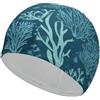 Anceky elegante blu oro fiorentino vari frutti donne adulti impermeabile cuffia da nuoto cuffie da bagno per donne, capelli lunghi e corti