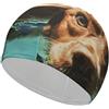 Anceky Cuffia da nuoto con stampa di di cane colorata per donne e uomini, cuffie da bagno impermeabili, mantengono i capelli asciutti, elastiche, cuffie da nuoto per adulti, comode cuffie da nuoto per