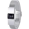 Diyeeni Smart Fitness Tracker IPX8 Monitoraggio del Sonno della Batteria | Cinturino in Acciaio Inossidabile, Braccialetto Sanitario, Swim Ready, Compatibile con e IOS, Bluetooth 5.3, App Nx Wear