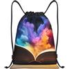 asbwuo Zaino con coulisse Book And Light, leggero e adatto per fitness, sport, con spallacci