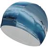 Anceky Cuffia da nuoto per donna, cuffia da nuoto per uomo, cuffia da bagno elastica alta, cuffia da nuoto con paesaggio marino blu oceano per capelli lunghi e corti