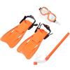 ELAYARD Set Snorkeling Maschera, Boccaglio e Pinne Corte Arancia | Leggero e Comodo da Indossare, Chiusura Stagna, Design Semplice, Portatile per Principianti