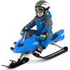 COSTWAY Slittino da Neve per Bambini 6+ Anni, in Metallo e Plastica | Bob Slitta con Sterzo, Freno a Pedale, Sedile, Manubrio, Sospensione e Corda Trazione, Gioco Invernale da Discesa, Max 40 kg