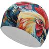 Anceky Cuffia da nuoto per donna, cuffia da nuoto per uomo, cuffia da bagno elastica alta, cuffia da nuoto con motivo a pollo colorato per capelli lunghi e corti