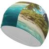 Anceky Cuffia da nuoto impermeabile per adulti Tropical Island Candy Land da donna, per capelli lunghi e corti