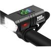 Lcarege Luci per bicicletta, impermeabili, 1000 lumen, con 6 modalità di illuminazione, luce anteriore antiscivolo con cinghia regolabile, luci ricaricabili USB per guida notturna