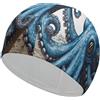 Anceky Cuffia da bagno Blue Octopus Cuffia da nuoto ad alta elasticità Adatta sia per capelli lunghi che corti Cuffia da a grande e comoda per ridurre la resistenza e proteggere i capelli
