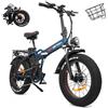 Drvetion bici elettrica pieghevole leggera Rimovibile 48V ebike AT20PRO | 20 pollici fatbike motore da 250 W batteria da 20/15AH autonomia di 100-130 km per gli spostamenti in aree urbane e rurali