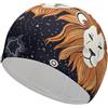 Anceky Cuffia da nuoto per donna, cuffia da nuoto per uomo, cuffia da bagno elastica alta, cuffie da nuoto con leone e stelle per capelli lunghi e corti