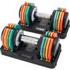 TREXO MULTICOLOR Set di manubri regolabili 2 x 5 kg in acciaio con manico antiscivolo ideale per l'allenamento della forza a casa e in palestra manubri regolabili con supporto stabile