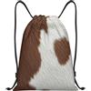 asbwuo Zaino con coulisse con stampa in pelle di mucca, leggero e adatto per fitness, sport, con spallacci