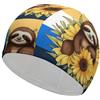 Anceky Fase lunare Sole Zodiaco Astrologia mistica Nero Bianco Razza Bandiera a scacchi Donna Adulto Cuffia da nuoto impermeabile Cuffie da bagno per donne, capelli lunghi e corti