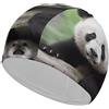 Anceky Cuffia da nuoto per donna, cuffia da nuoto per uomo, cuffia da bagno elastica alta, cuffia da nuoto a forma di orso panda per capelli lunghi e corti