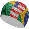 Anceky Cuffia da nuoto impermeabile per adulti con bandiere americane e brasiliane Candy Land per donne, capelli lunghi e corti