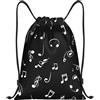 asbwuo Zaino con coulisse con note musicali, leggero e adatto per fitness, sport, con spallacci