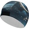 Anceky Cuffia da nuoto per donna, uomo, cuffia da nuoto, cuffia da bagno alta ed elastica, con stelle e luna appese al cielo notturno, cuffie da nuoto per capelli lunghi e corti