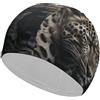 Anceky Cuffia da nuoto per donna, cuffia da nuoto per uomo, cuffia da bagno elastica alta, bandiera con leopardo, cuffie da nuoto per capelli lunghi e corti