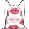 asbwuo Pink Lips Zaino con coulisse, leggero e adatto per fitness, sport, con spallacci