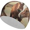Anceky Cuffia da nuoto per donna, cuffia da nuoto per uomo, cuffia da bagno elastica alta, adorabile cuffia da nuoto a forma di cavallo per capelli lunghi e corti