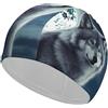 Anceky Cuffia da nuoto per donna, cuffia da nuoto per uomo, cuffia da bagno elastica alta, cuffie da nuoto Wolf Under Moon per capelli lunghi e corti