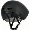 Fonowx Casco da Cronometro Leggero | Casco con Visiera ca, Opaco, Ciclisti, Triatleti, Nero