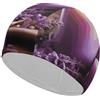 Anceky Cuffia da nuoto per donna, cuffia da nuoto per uomo, cuffia da bagno elastica alta, viola lavanda con candele, cuffie da nuoto per capelli lunghi e corti