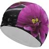 Anceky Cuffia da nuoto per donna, cuffia da nuoto per uomo, cuffia da bagno elastica alta, fiore viola con pietra nera, cuffie da nuoto per capelli lunghi e corti