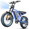 BLUVALL S30 200 W Bicicletta Elettrica Per Adulti, Batteria 48 V 16 Ah, Doppia Sospensione, Velocità Massima 20 Km/H, Autonomia Fino A 65 Km, Pneumatico Largo 50 Cm, 7 Velocità