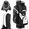 GYMAX Borsa da golf cart con 14 divisori leggeri e portatili, con chiusura | Sacca da golf leggera e portatile con 14 divisori con chiusura a scatto, 11 tasche, borsa termica, cappuccio antipioggia