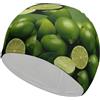 Anceky Cuffie da nuoto impermeabili per adulti, con tema musicale astratto, verde lime fresco, per donne, capelli lunghi e corti