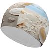 Anceky Cuffia da nuoto per donna, cuffia da nuoto per uomo, cuffia da bagno elastica alta, motivo oceano, mare, spiaggia, conchiglie, stelle marine, cuffie da nuoto blu per capelli lunghi e corti