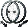 KUNYOS Set di Ruote per Mountain Bike A Sgancio Rapido in Fibra di Carbonio 700C, 24 Raggi Anteriori 2 Posteriori 4 Cuscinetti Cricchetto Planetario 54T Compatibile 700C * 23C-50C Set di Ruote