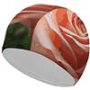 Anceky Cuffia da nuoto per donna, cuffia da nuoto per uomo, cuffia da bagno elastica alta, cuffia da nuoto con fiore di rosa per capelli lunghi e corti