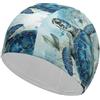 Anceky Cuffia da nuoto per donna, cuffia da nuoto per uomo, cuffia da bagno elastica alta, tartaruga marina, cuffie da nuoto blu per capelli lunghi e corti