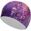 Anceky Cuffia da nuoto per donna, cuffia da nuoto per uomo, cuffia da bagno elastica alta, cuffia da nuoto con fiore piangente viola astratto per capelli lunghi e corti