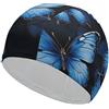 Anceky Cuffia da nuoto impermeabile per adulti con farfalle blu scuro e fiori AAAAAA, per donne, capelli lunghi e corti