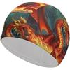 Anceky Cuffia da nuoto impermeabile per adulti Dragon King in Fire Bright Sunshine Summer Beach per donne, capelli lunghi e corti