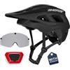 KINGBIKE Casco da bicicletta, mountain bike, E-bike, certificato NTA 8776 | Casco da bicicletta MTB, con occhiali protettivi e luce posteriore ricaricabile, per adulti, uomo e donna