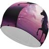 Anceky Cuffia da nuoto per donna, cuffia da nuoto per uomo, cuffia da bagno elastica alta, cuffie da nuoto Purple Horse per capelli lunghi e corti