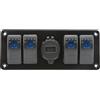 Domary Pannello Interruttori Combinato 4 in 1 con Doppio Caricatore USB e | Costruzione ABS/PBT/PC, Protezione da Sovracorrente e Cortocircuito, Adatta per UTV ATV Camion Rimorchio Camper Autobus Yacht
