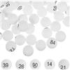 NOLITOY Palline da ping pong numerate, 100 pezzi, in plastica PP bianca | Numeri stampati, colori vivaci, progetti artistici, decorazione per feste, non per esercitazioni o tornei