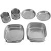 COLLBATH Set Pentole Campeggio in Acciaio Inox, Portatile, Multiuso | Tazze, Piatti, Padella e Pentola, Leggero per Campeggio e Backpacking, Finitura Argento