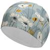 Anceky Cuffia da nuoto impermeabile per adulti, con fiori blu navy e coniglietto, per donne, capelli lunghi e corti